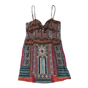 Tigerlily Geometric Patchwork Mini Dress Cotton Blend Sz US 8 Australia Boho